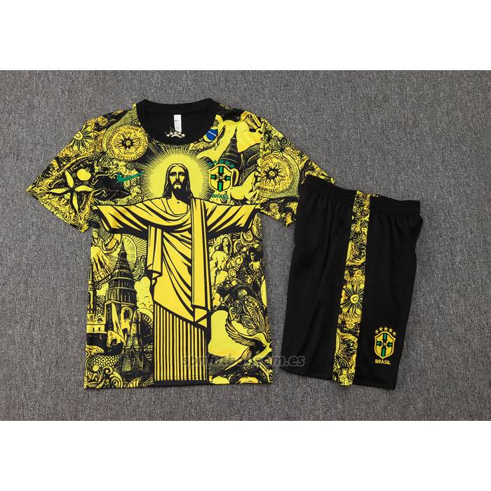 Chandal del Brasil Jesus Manga Corta 2024-2025 Amarillo - Pantalon Corto